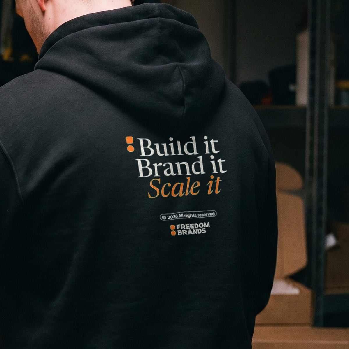 Build It Brand It Scale It Hoodie, back, worn [m655fb-01]