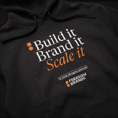 Build It Brand It Scale It Hoodie, print detail [m655fb-04]