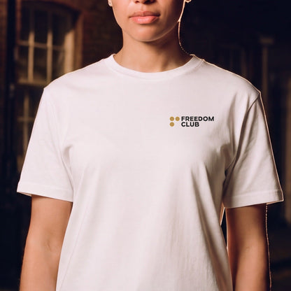 Do The Work Tee, white, worn front, left chest logo [m716-06]