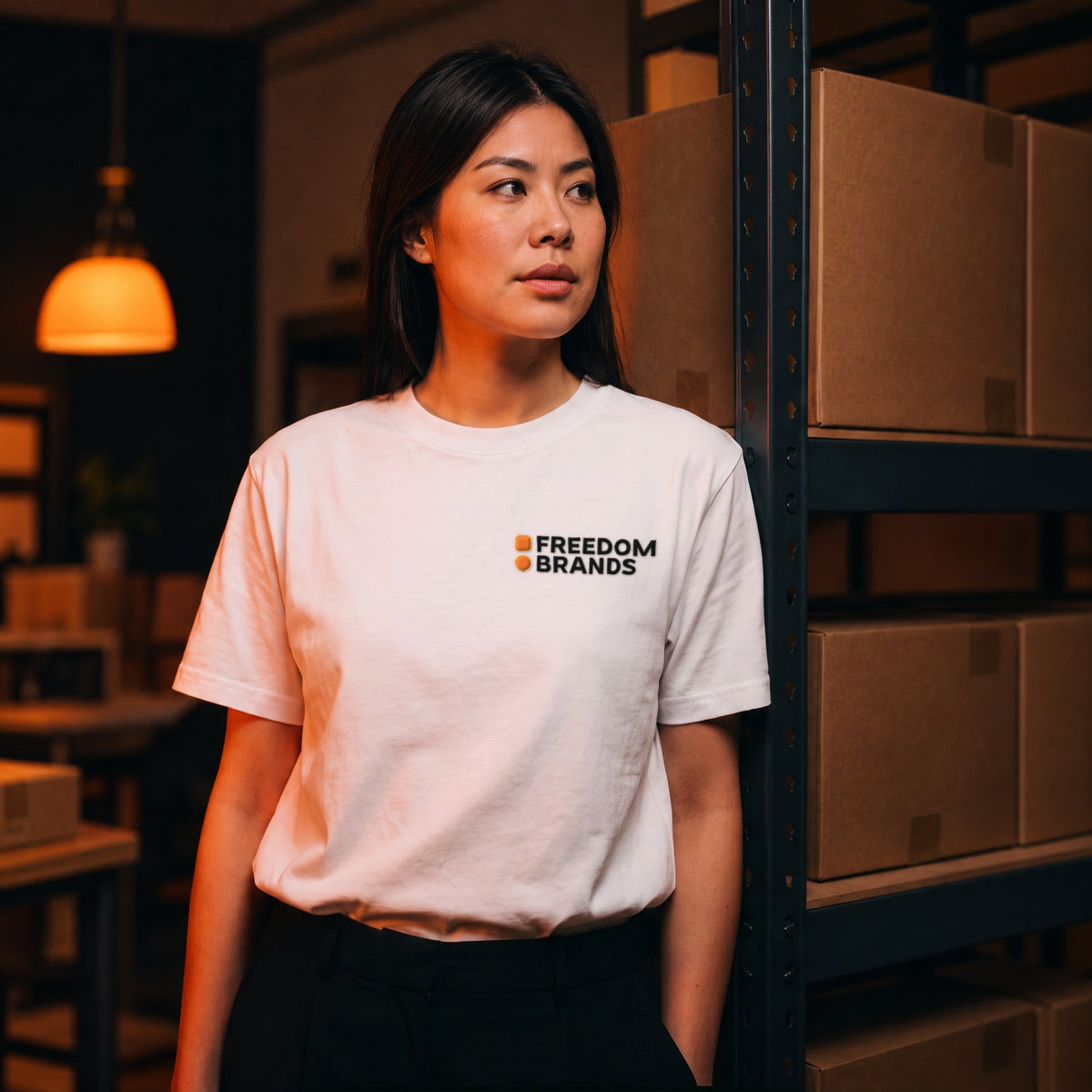 Freedom Brands Chest Logo Tee, front, worn [m818h-02]
