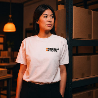 Freedom Brands Chest Logo Tee, front, worn [m818h-02]