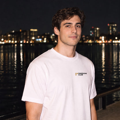 Made in Dubai Tee, worn front, left chest logo [m818h-02]