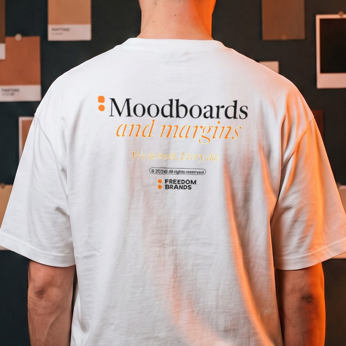 Moodboards and Margins Tee, back, worn [m655fb-01]