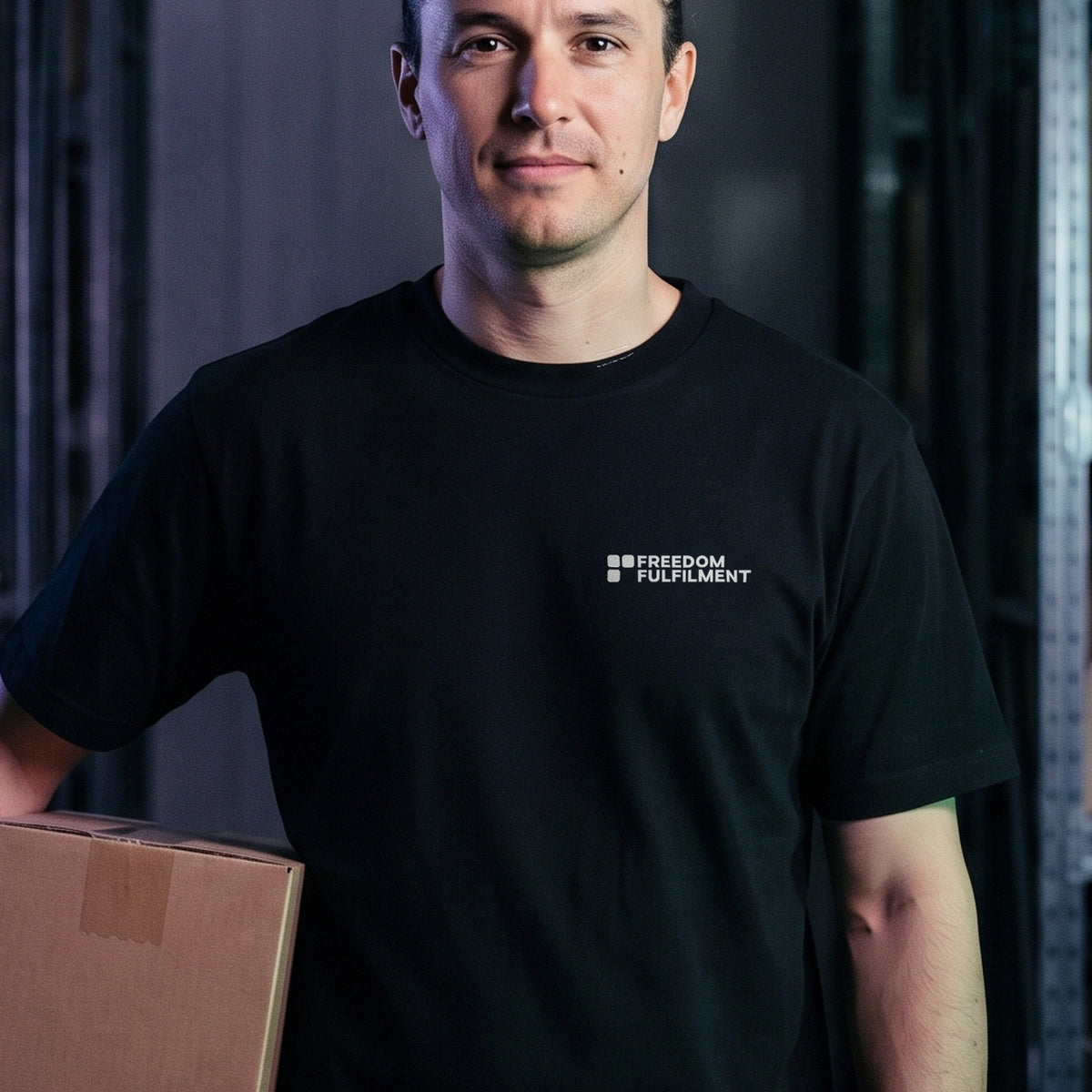 Pick Pack Ship Tee, worn front, left chest logo [m716-02]