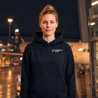 Work From Anywhere Hoodie, worn front, left chest logo [m818h-02]